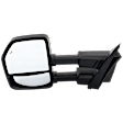 Driver Side Towing Mirror, Power Adjust, Heated, Manual Folding, Textured Black, No Signal Light, No Memory, No Puddle Light, No Auto-Dim, With Blind Spot Detection in Glass