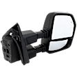 Passenger Side Towing Mirror, Power Adjust, Heated, Manual Folding, Textured Black, No Signal Light, No Memory, No Puddle Light, No Auto-Dim, With Blind Spot Detection in Glass