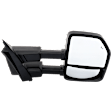 Passenger Side Towing Mirror, Power Adjust, Heated, Manual Folding, Textured Black, No Signal Light, No Memory, No Puddle Light, No Auto-Dim, With Blind Spot Detection in Glass