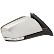 Passenger Side Mirror, Power Adjust, Manual Folding, Heated, Chrome, In-housing Signal Light, With memory, With Puddle Light, No Auto-Dimming, No Blind Spot Feature