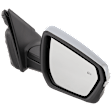 Passenger Side Mirror, Power Adjust, Manual Folding, Heated, Chrome, In-housing Signal Light, No Memory, No Puddle Light, No Auto-Dimming, With Blind Spot Detection in Glass
