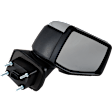Passenger Side Mirror, Non-Towing, Power Adjust, Power Folding, Heated, Chrome, In-housing Signal Light, With Memory, Puddle Light, and Temp Sensor, No Auto-Dimming and Blind Spot Feature