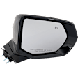2022 GMC Yukon XL - Passenger Side Mirror, Power Adjust, Heated, Paintable, Manual Folding, No Signal Light, With Blind Spot Detection in Glass, No Memory, No Puddle Light, No Auto-Dimming