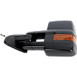 2015-2019 Chevrolet Silverado 2500 HD - Driver Side Towing Mirror, Power Adjust, Heated, Power Folding, Textured Black, In-glass Signal Light, With Memory, No Puddle Light, No Auto-Dim, No Blind Spot Feature