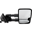 Passenger Side Towing Mirror, Power Adjust, Heated, Power Folding, Textured Black, Flat Upper Glass, Convex Lower Glass, with Spotlight, Marker Light, and Temperature Sensor, Trailer Tow Type