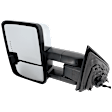 Driver Side Towing Mirror, Power Adjust, Heated, Manual Folding, Chrome, In-glass Signal Light, No Memory, No Puddle Light, No Auto-Dim, No Blind Spot Feature