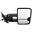 Passenger Side Towing Mirror, Power Adjust, Heated, Manual Folding, Chrome, In-glass Signal Light, No Memory, No Puddle Light, No Auto-Dim, No Blind Spot Feature