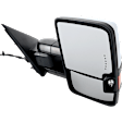 Passenger Side Towing Mirror, Power Adjust, Heated, Manual Folding, Chrome, In-glass Signal Light, No Memory, No Puddle Light, No Auto-Dim, No Blind Spot Feature