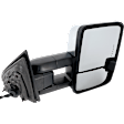 Passenger Side Towing Mirror, Power Adjust, Heated, Manual Folding, Chrome, In-glass Signal Light, No Memory, No Puddle Light, No Auto-Dim, No Blind Spot Feature