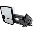 Driver Side Towing Mirror, Power Adjust, Heated, Power Folding, Chrome, In-glass Signal Light, With Memory, No Puddle Light, No Auto-Dim, No Blind Spot Feature