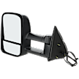 Driver Side Towing Mirror, Power Adjust, Heated, Manual Folding, Textured Black, In-glass Signal Light, No Memory, No Puddle Light, No Auto-Dim, With Blind Spot Glass