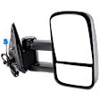 Passenger Side Towing Mirror, Power Adjust, Heated, Manual Folding, Textured Black, No Signal Light, No Memory, No Puddle Light, No Auto-Dim, With Blind Spot Glass