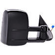 Passenger Side Towing Mirror, Power Adjust, Heated, Manual Folding, Textured Black, No Signal Light, No Memory, No Puddle Light, No Auto-Dim, With Blind Spot Glass