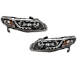 Driver and Passenger Side Projector Halogen Headlight, With bulb(s), Clear Lens, Black Interior, Sedan