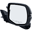 2017-2019 Honda Ridgeline - Passenger Side Mirror, Power Adjust, Non-Heated, Manual Folding, Paintable, No Signal Light, No Memory, No Puddle Light, No Auto-Dim, No Blind Spot Feature