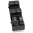 Front, Driver Side Window Switch, Black, 6-Button