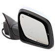 Passenger Side Mirror, Power Adjust, Heated, Manual Folding, Chrome, In-housing Signal Light, With Memory, No Puddle Light, No Auto-Dim, No Blind Spot Feature