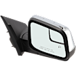 Passenger Side Mirror, Power Adjust, Manual Folding, Heated, Chrome, No Signal Light, No Memory, With Puddle Light, No Auto-Dimming, With Blind Spot Glass