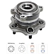 Rear, Driver or Passenger Side Wheel Hub, 5 Lugs, with Bearing, 5 x 4.5 in. Bolt Pattern