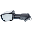 Driver Side Towing Mirror, Power Adjust, Heated, Manual Folding, Chrome, No Signal Light, No Memory, No Puddle Light, No Auto-Dim, With Blind Spot Glass