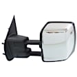 Driver Side Towing Mirror, Power Adjust, Heated, Manual Folding, Chrome, No Signal Light, No Memory, No Puddle Light, No Auto-Dim, With Blind Spot Glass