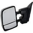 Crew Cab Pickup Driver Side Towing Mirror, Upper - Power Adjust, Lower - Manual Adjust, Heated Upper Glass; Non-Heated Lower Glass, Manual Folding, Chrome, In-housing Signal Light