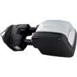 Crew Cab Pickup Driver Side Towing Mirror, Upper - Power Adjust, Lower - Manual Adjust, Heated Upper Glass; Non-Heated Lower Glass, Manual Folding, Chrome, In-housing Signal Light