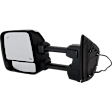 Crew Cab Pickup Driver Side Towing Mirror, Upper - Power Adjust, Lower - Manual Adjust, Heated Upper Glass; Non-Heated Lower Glass, Manual Folding, Chrome, In-housing Signal Light