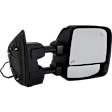 Crew Cab Pickup Passenger Side Towing Mirror, Upper - Power Adjust, Lower - Manual Adjust, Heated Upper Glass; Non-Heated Lower Glass, Manual Folding, Chrome, In-housing Signal Light, No Memory