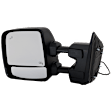 2017-2019 Nissan Titan - Driver Side Towing Mirror, Upper - Power Adjust, Lower - Manual Adjust, Heated Upper Glass; Non-Heated Lower Glass, Manual Folding, Textured Black, In-housing Signal Light, With Memory