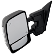 2017-2019 Nissan Titan - Driver Side Towing Mirror, Upper - Power Adjust, Lower - Manual Adjust, Heated Upper Glass; Non-Heated Lower Glass, Manual Folding, Textured Black, In-housing Signal Light, With Memory