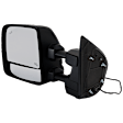 2017-2019 Nissan Titan - Driver Side Towing Mirror, Upper - Power Adjust, Lower - Manual Adjust, Heated Upper Glass; Non-Heated Lower Glass, Manual Folding, Textured Black, In-housing Signal Light, With Memory