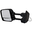 2017-2019 Nissan Titan - Driver Side Towing Mirror, Upper - Power Adjust, Lower - Manual Adjust, Heated Upper Glass; Non-Heated Lower Glass, Manual Folding, Textured Black, In-housing Signal Light, With Memory