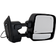 Passenger Side Towing Mirror, Upper - Power Adjust, Lower - Manual Adjust, Heated Upper Glass; Non-Heated Lower Glass, Manual Folding, Textured Black, In-housing Signal Light, With Memory