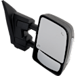 Passenger Side Towing Mirror, Upper - Power Adjust, Lower - Manual Adjust, Heated Upper Glass; Non-Heated Lower Glass, Manual Folding, Textured Black, In-housing Signal Light, With Memory
