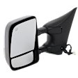 Driver Side Towing Mirror, Power Adjust, Heated, Manual Folding, Chrome, No Signal Light, No Memory, No Puddle Light, No Auto-Dim, With Blind Spot Glass