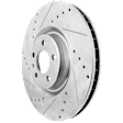 Front, Driver or Passenger Side Brake Disc, Natural Finish, Cross-drilled and Slotted, Vented, 5 Lugs, 356.11 mm