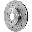 Front, Driver or Passenger Side Brake Disc, Natural Finish, Cross-drilled and Slotted, Vented, 5 Lugs, 276 mm