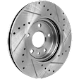 Front, Driver or Passenger Side Brake Disc, Natural Finish, Cross-drilled and Slotted, Vented, 5 Lugs, 276 mm