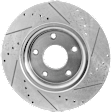 Rear, Driver or Passenger Side Brake Disc, Cross-drilled and Slotted, Solid, 5 Lugs, Pro-Line Series