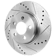 2016 Chrysler 300 - Front, Driver or Passenger Side Brake Disc, Natural Finish, Cross-drilled and Slotted, Vented, 5 Lugs, 320.04 mm, RWD,  Single Piston Front Caliper, Solid Rear Disc, Except Police Package, 3.6L 6Cyl