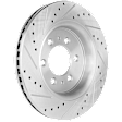 Front, Driver or Passenger Side Brake Disc, Cross-Drilled and Slotted, Vented, 6 Lugs, 13.78 in. Disc Diameter