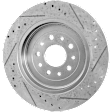 Rear, Driver or Passenger Side Brake Disc, Cross-drilled and Slotted, Solid, 5 Lugs, 12.99 in., Pro-Line Series