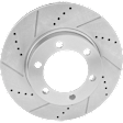 Front, Driver or Passenger Side Brake Disc, Cross-drilled and Slotted, Vented, 6 Lugs, 318.77 mm