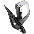 Driver Side Mirror, Power Adjust, Heated, Manual Folding, Chrome, No Signal Light, No Memory, No Puddle Light, No Auto-Dim, With Blind Spot Detection in Glass