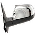 Driver Side Mirror, Power Adjust, Heated, Manual Folding, Chrome, No Signal Light, No Memory, No Puddle Light, No Auto-Dim, With Blind Spot Detection in Glass