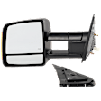 Driver Side Towing Mirror, Power Adjust, Heated, Manual Folding, Textured Black, In-housing Signal Light, No Memory, No Puddle Light, No Auto-Dim, With Blind Spot Glass