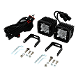 JU97980001 Offroad Light - LED Light Pods, Black, Aluminum, Square, Clear Lens, White Beam, 20 Watts, Set of 2, Universal 