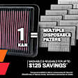 K&N Performance Air Filter - Premium Lifetime, Washable, Replacement Filter - 33-5145