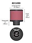 62-1490 Chrome Universal Breather, Washable Air Filter - Push-In - 1-1/4 in Flange - 3in O.D - 2-1/2in H